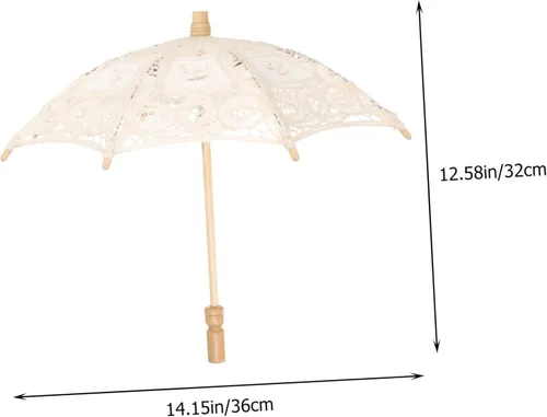 Miniatura 8 de Veemoon 2 parasoles de novia, sombrillas para fotografía, bordado de novia, para niños, flores, damas, disfraz, tela de encaje, decorativo, floral