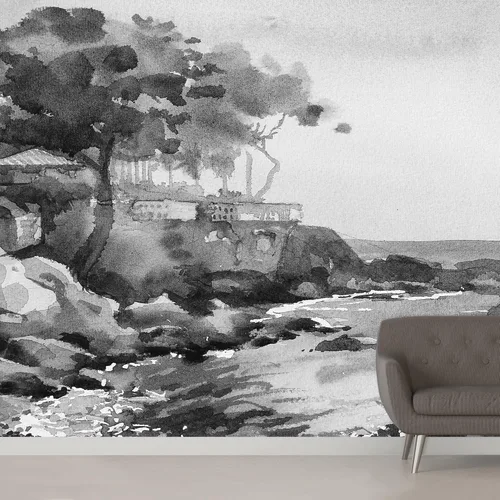 Miniatura 33 de SIGNWIN Adhesivo mural removible para pared, luz solar mística, niebla, bosque de árboles verdes, naturaleza, desierto, fotografía, realismo