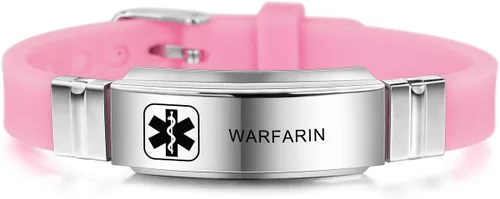 MOWOM Medical - Pulsera de silicona con grabado personalizado, con identificación, alerta médica, pulsera ajustable para hombres, mujeres, niños, de