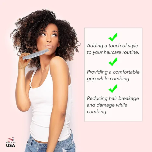 Miniatura 3 de Allegro Combs Peine desenredante de 3 filas, cepillo definidor de rizos de dientes anchos para cabello rizado de mujer, perfecto para estilistas