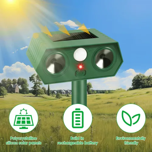 Miniatura 4 de Repelente solar ultrasónico de animales para exteriores, dispositivos repelentes de ciervos y gatos, control disuasorio de animales para conejo
