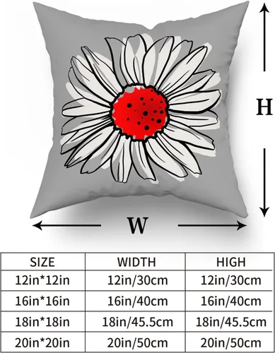 Miniatura 5 de Fundas de almohada de margaritas rojas de 18 x 18 pulgadas, fundas de almohada florales modernas y abstractas de flores, juego de 2 fundas