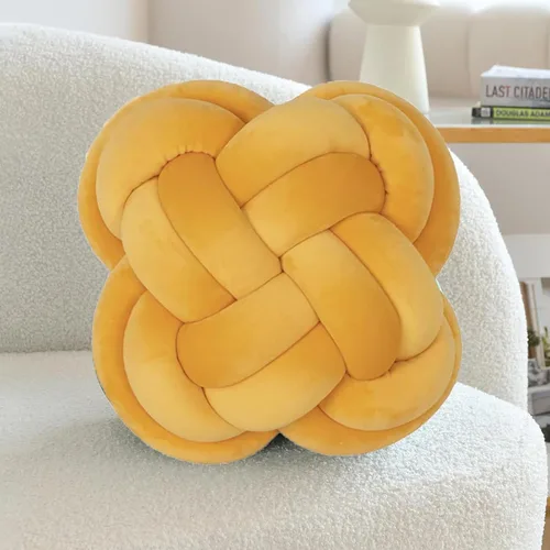 Miniatura 10 de Bola de almohada de nudo, cojines decorativos con tela de terciopelo para sofá cama, decoración de 12 pulgadas, cojines cuadrados anudados para sala
