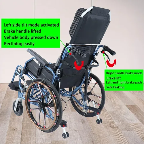 Miniatura 6 de Silla de ruedas reclinable plegable de 20 pulgadas, ruedas traseras y retrocesos elevadores y ancho del asiento de 18 pulgadas, 220 libras