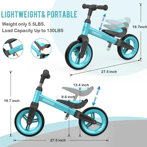 Miniatura 4 de Bobike - Bicicleta de equilibrio para niños pequeños, juguete para niños de 1 a 4 años, niñas y niños, asiento y manillar ajustables, bicicleta