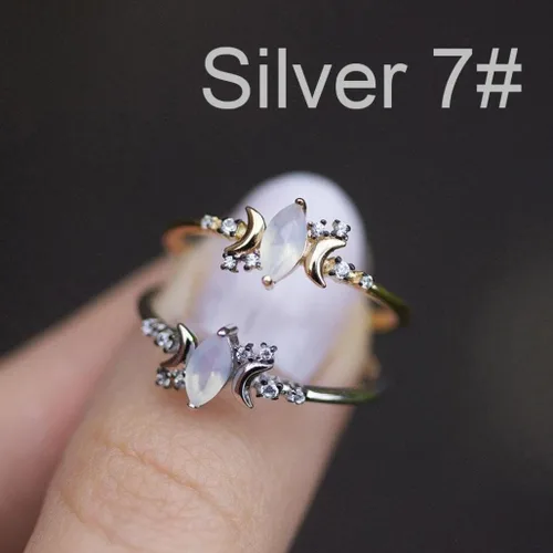 Miniatura 3 de Alianza de boda Balakie Chic para mujer, diseño de luna, blanco y ópalo