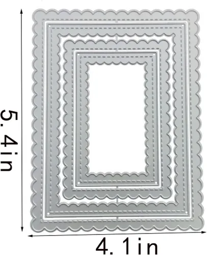Miniatura 2 de Troqueles rectangulares de borde ondulado para hacer tarjetas, troqueles de corte de metal, troqueles de papel para álbumes de recortes, suministros