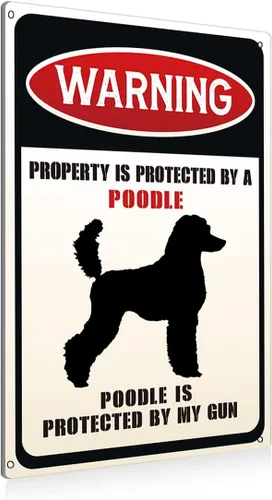 Miniatura 8 de BEASTZHENG Letreros de metal divertidos de advertencia de perro para decoración de pared, propiedad está protegida por un beagle está protegido por