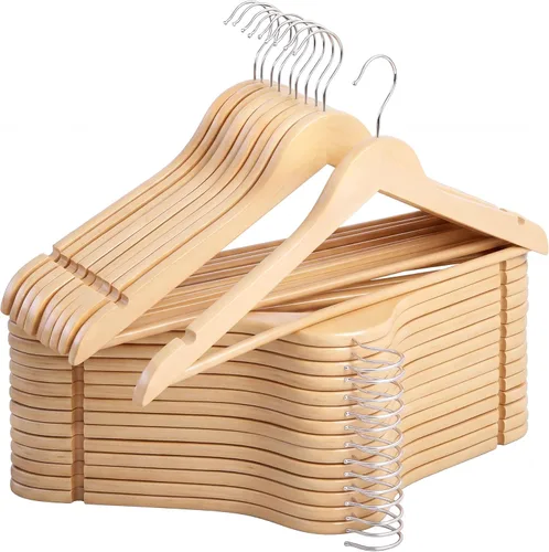 Miniatura 17 de StorageWorks Perchas de madera para armario, perchas de madera resistentes para trajes, camisas, pantalones, chaquetas, color nogal