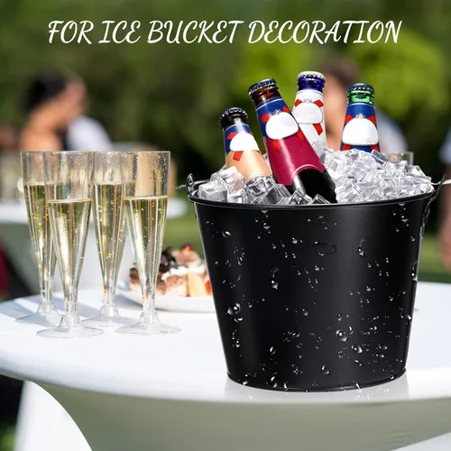 Miniatura 4 de Zopeal Juego de 24 cubos de cerveza galvanizados, 16 cubos de metal con 4 cucharadas y 4 pinzas, cubo de hielo rústico de 7 pulgadas para fiestas