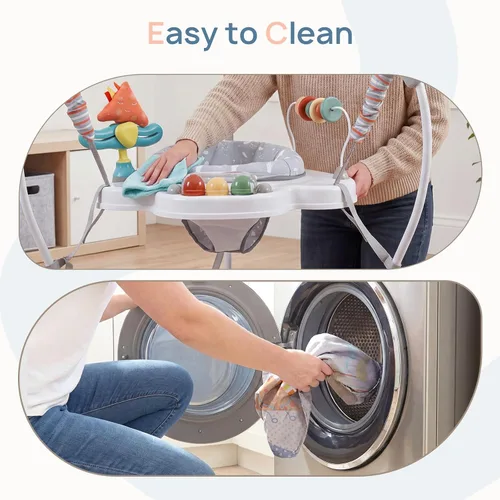 Miniatura 8 de Centro de Actividad para Bebé, Centro de Actividad con Saltador para Bebé con Música, Juguetes Interactivos, Asiento Giratório de 360°, 3 Alturas