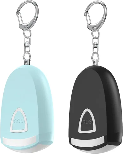 Alarma personal recargable para mujeres, paquete de 2 llaveros de seguridad, sirena de 130 dB y luz estroboscópica, para estudiantes, corredores,