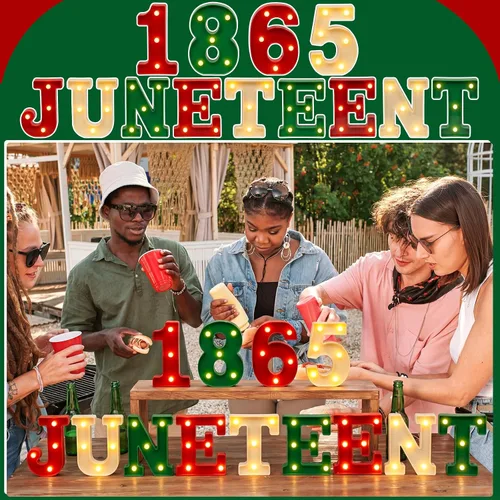 Miniatura 5 de Honoson 14 Pcs Juneteenth Party Decorations 1865 Juneteenth LED Letter Lights Sign Table Decoration for Freedom Day Party African American Festival