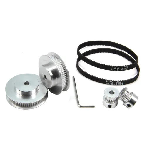 Miniatura 19 de Juego de 2 poleas de sincronización de aluminio GT2 de 20 y 30 dientes, 0.197 in de diámetro con 2 unidades de longitud de 7.874 in de ancho, correa