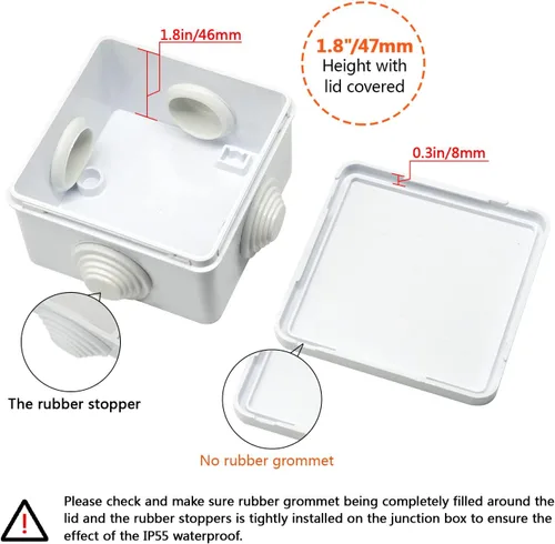 Miniatura 4 de LeMotech Caja de conexiones, plástico ABS IP55 resistente al agua y al polvo, caja eléctrica universal, caja de proyectos para exteriores e