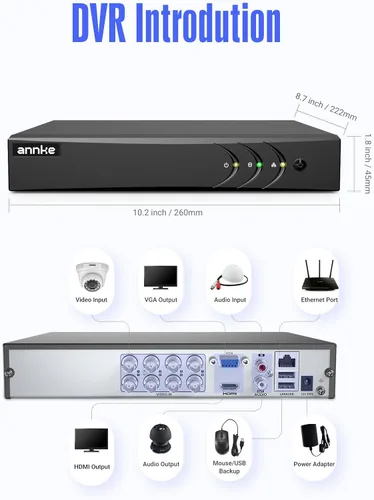 Miniatura 8 de ANNKE 3K Lite 8 Canales Híbrido 5-en-1 Grabador de Video Digital de Seguridad, H.265+ DVR de Vigilancia Soporta 8 Canales Analógicos y 2 Canales