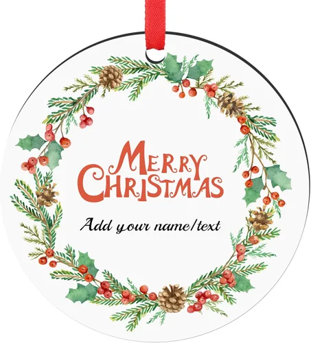 Miniatura 31 de Paquete de 4 adornos de Navidad personalizados 2025 de cerámica personalizada con foto y texto para decoración de árbol de Navidad, primera Navidad