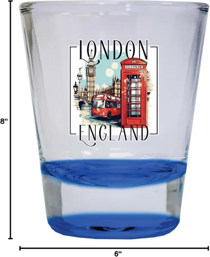 Miniatura 3 de London England Design C Souvenir - Vaso de chupito redondo de 1.5 onzas, color azul, paquete de 2