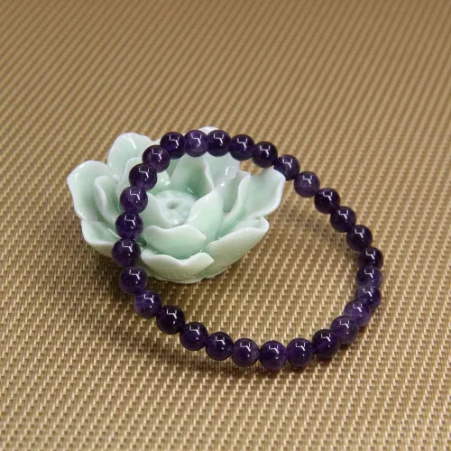 Miniatura 3 de Handmade Gem Semi Precious Gemstone 6mm Round Beads Stretch Bracelet 7" Unisex