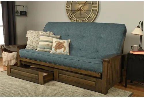 Miniatura 2 de Kodiak Furniture Washington - Marco de futón tamaño Queen con cajones de almacenamiento, marco de futón de madera con colchón incluido en color azul