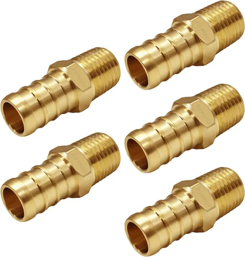 Miniatura 7 de Joywayus Acoplamiento de tubería PEX de latón, adaptador de montaje de tubería macho NPT de 1/2" PEX x 3/8" (paquete de 5)
