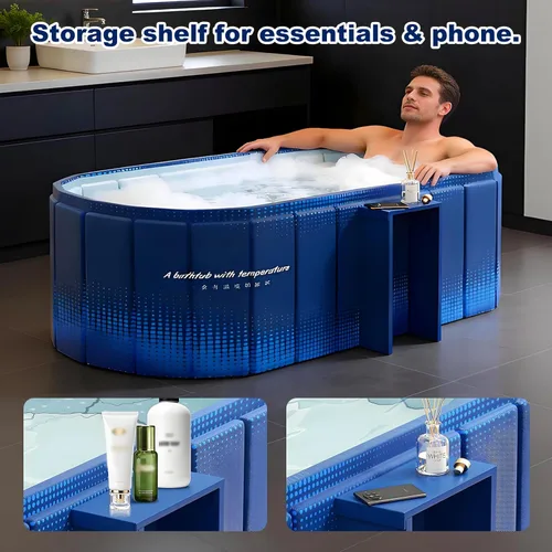 Miniatura 3 de Bañera Portátil para Adultos de 59" Grande Bañera Plegable de Inmersión en Frío Bañera de Hielo Plegable Sin Instalación para Cabina de Ducha, Baño