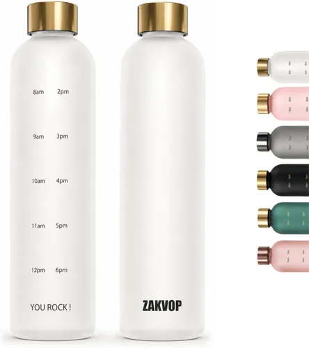 Miniatura 10 de Botella de agua de 32 onzas con tiempos para beber, botella de agua motivacional ligera con marcador de tiempo, sin BPA, reutilizable