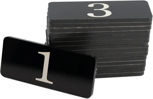 Miniatura 3 de Número de tabla de número de habitación con adhesivo numerado para casillero rectangular de plástico (1-10, negro)
