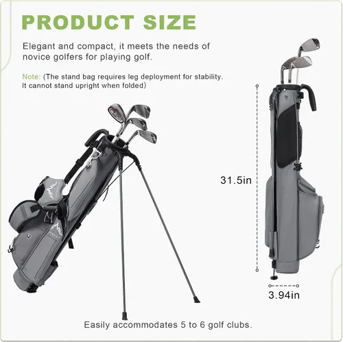 Miniatura 3 de Bolsa de golf ligera con soporte para transportar – Bolsa de golf fácil de llevar y duradera para Pitch n Putt para el campo de práctica, Par 3