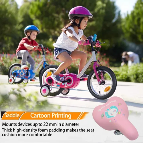 Miniatura 5 de Sillín de bicicleta para niños con diseño de conejo, asiento de bicicleta acolchado de espuma para bicicletas de 12 a 20 pulgadas, se adapta a