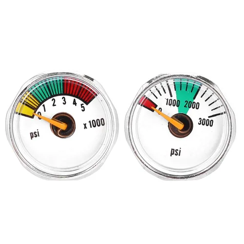 Miniatura 5 de Medidor de presión de Paintball de 0-5000 psi Mini manómetro aleación de aluminio 0.886 in Medidor de dial PCP Manómetro PCP Montaje trasero