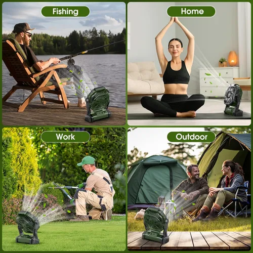 Miniatura 7 de Ventilador Portátil Recargable, 20000mAh Ventiladores Inalámbricos con Batería para Tienda de Campaña con Linterna LED, Pequeño Ventilador Exterior