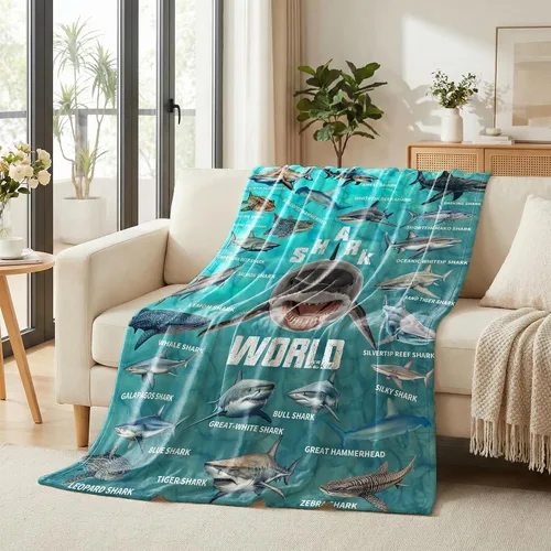 Miniatura 2 de Manta de regalo de tiburón para niños, niñas y amantes de los tiburones, súper suave, ligera y cálida para sala de juegos, cama y campamento, 30 x
