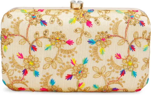 Miniatura 2 de LONGING TO BUY Embrague de caja de diseño hecho a mano para mujeres, embrague bordado Zari para mujeresembrague de mano para mujeres