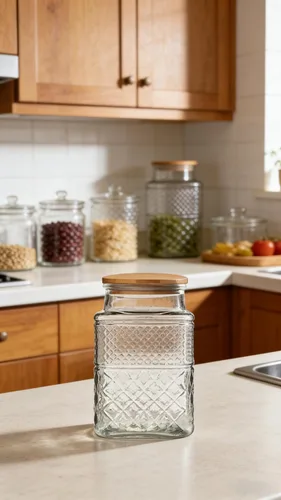 Miniatura 7 de Tarro grande de almacenamiento de vidrio, recipientes de almacenamiento de alimentos de vidrio de 60 onzas líquidas con tapa de bambú, recipientes