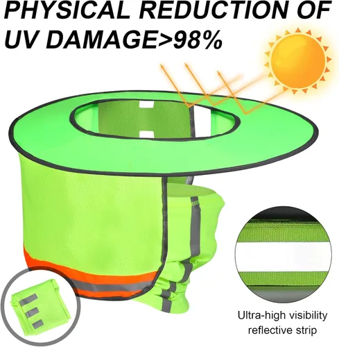 Miniatura 3 de Parasol de sombrero duro con visera de ala completa, protege tu cuello del sol, accesorios de construcción para hombres para sombreros duros