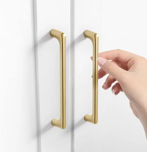 Paquete de 4 tiradores dorados para cajones de gabinete, manijas doradas cepilladas para cajones de tocador, accesorios de gabinete de baño
