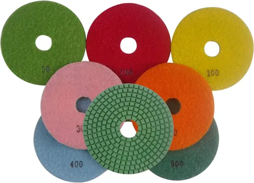 Miniatura 8 de Almohadillas de pulido de hormigón de diamante húmedo/seco de 3 pulgadas 7 piezas para moler piedra de mármol de granito
