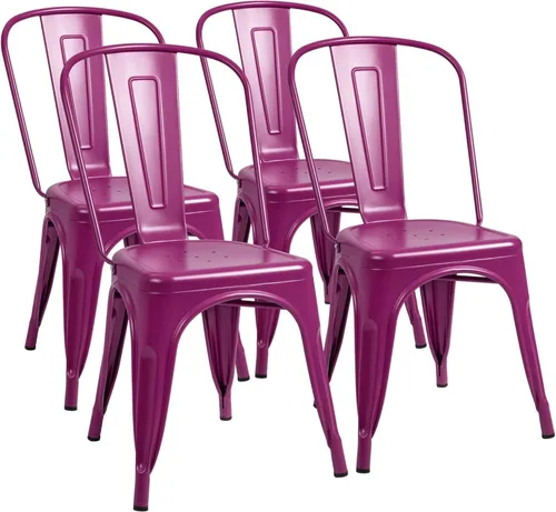 Miniatura 14 de Furmax Silla de comedor de metal para uso en interiores y exteriores, apilable, clásica, Trattoria, elegante, comedor, bistró, cafetería, sillas