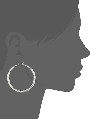 Miniatura 2 de GUESS Pendientes de aro con textura de plata "básicos", Metal