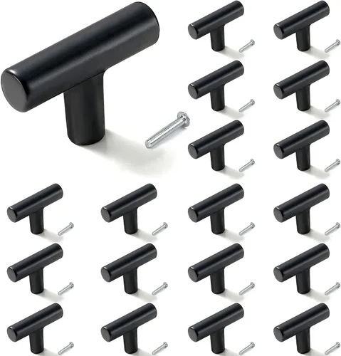 Miniatura 9 de 12 pomos de gabinete, tiradores de gabinete negros para cajones, herrajes de gabinete de un solo orificio con tornillos, para muebles de cocina