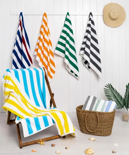 Miniatura 7 de American Soft Linen Cabana - Toallas de playa a rayas, 30 x 60 pulgadas, 4 piezas, toallas de piscina de gran tamaño, secado rápido, sin arena, Beige