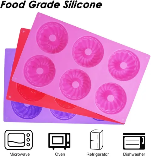 Miniatura 6 de findTop - 3 paquetes de moldes de silicona para tartas, mini molde para hornear pasteles para magdalenas, pasteles de café, cupcakes, brownie
