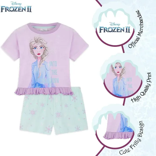 Miniatura 2 de Disney Conjunto de pijama para niñas, ropa de dormir de verano de La Bella y la Bestia, Rey León, Princesa, Stitch PJs de 2 piezas