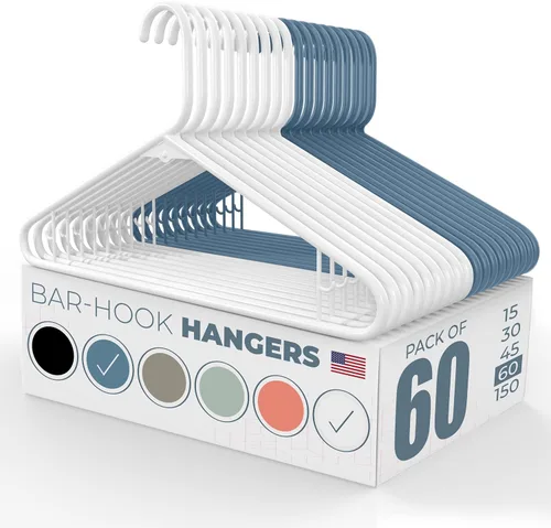 Miniatura 85 de Paquete de 100 perchas de plástico, fabricadas en los Estados Unidos, capacidad de 6 libras, perchas estándar con ganchos para correa para vestidos