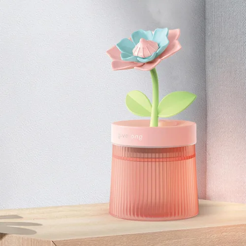 Miniatura 6 de Humidificador de niebla fría de 8.8 fl oz con linda flor, humidificador USB con luz, difusor de aceite esencial, difusor de aceite de aromaterapia