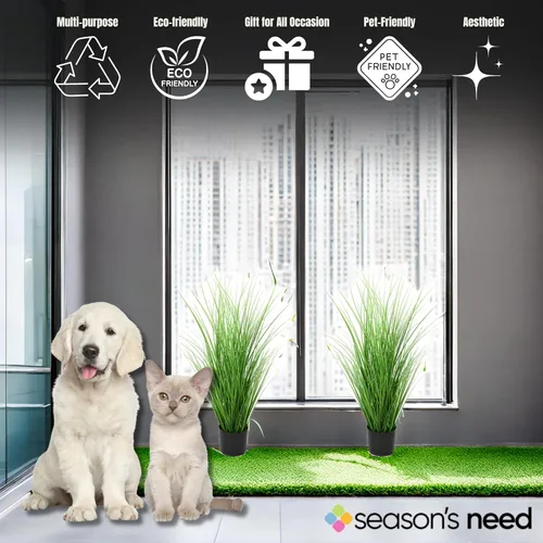 Miniatura 6 de Plantas de césped artificial de PVC con maceta de plástico negro, 47 pulgadas de alto, juego de 2 plantas en maceta para el hogar, oficina, jardín