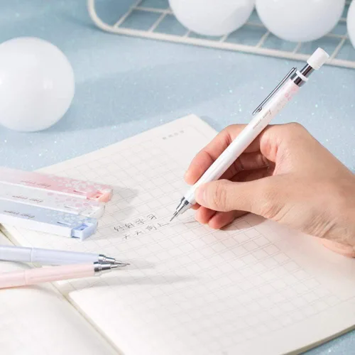 Miniatura 5 de Cherry - Juego de lápices mecánicos con plomo, 6 lápices mecánicos de 0.020 in con 6 unidades de minas HB para escribir borradores, dibujos