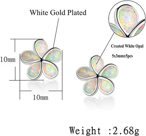 Miniatura 4 de CiNily - Aretes con forma de flor chapados en oro con ópalo hipoalergénicos, aretes colgantes con gota de flores, regalo de joyería para mujeres