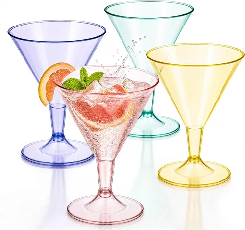 Miniatura 13 de Juego de 6 vasos de Martini Liacere, vasos de cóctel de Martini de plástico azul de 11oz con tallo, vasos de cóctel reutilizables para bar